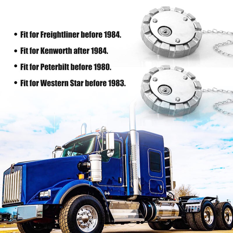 2 قطعة غطاء وقود الديزل المقفل متوافق مع أغطية وقود Freightliner Kenworth Western Star 3 1/2 بوصة خيط الدورة 5.5 TPI غطاء خزان وقود شبه شاحنة مع 4 مفاتيح - Image 4
